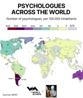 Сколько психологов на 100 000 жителей: глобальный обзор